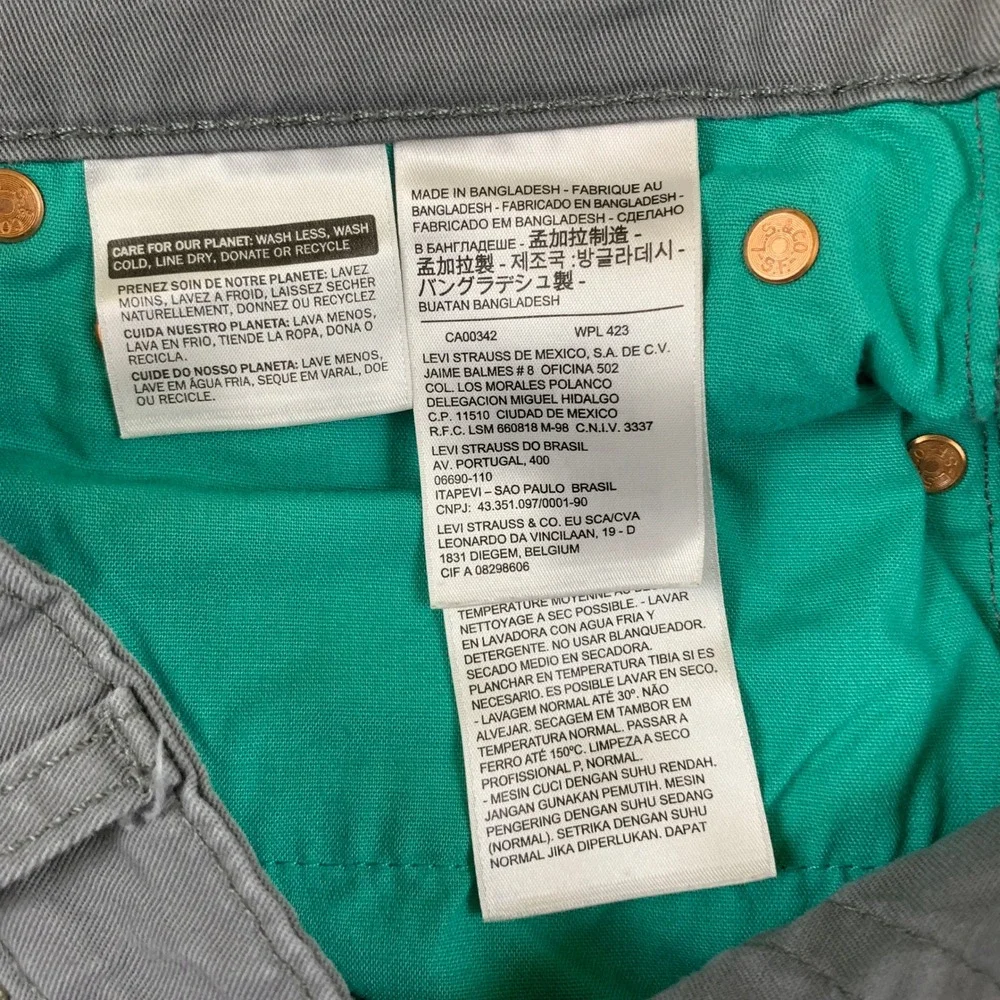 Levis 511 Slim Fit Pants Mens‎ 36x30 Gray Chino Twill Casual Stretch Trousers